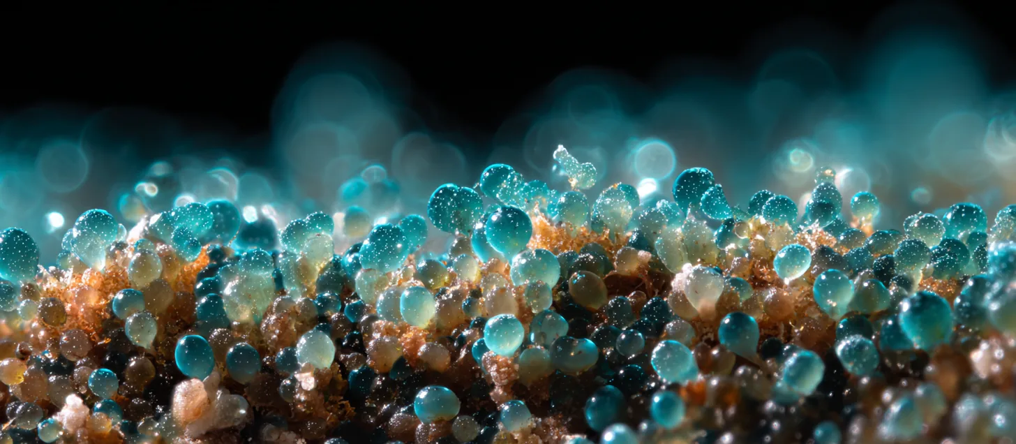 Biofilm on a reef rock surface in close-up