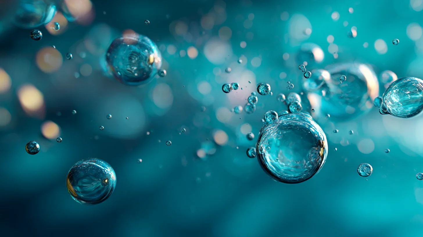 Microdroplets in blue water