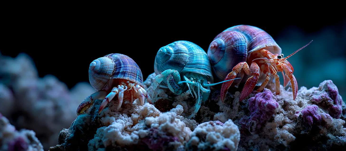 Cleanup crew snails on reef rock