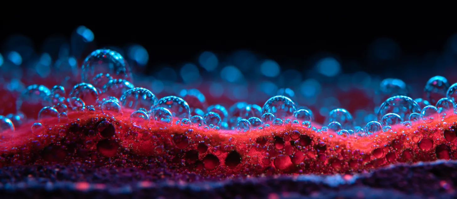 Red cyanobacteria mat on sand